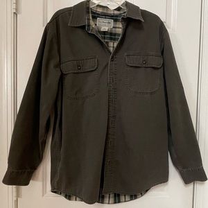 X SOLD X LL Bean Men’s Grey Gray Cotton Flannel Lined Plaid Shirt Medium M